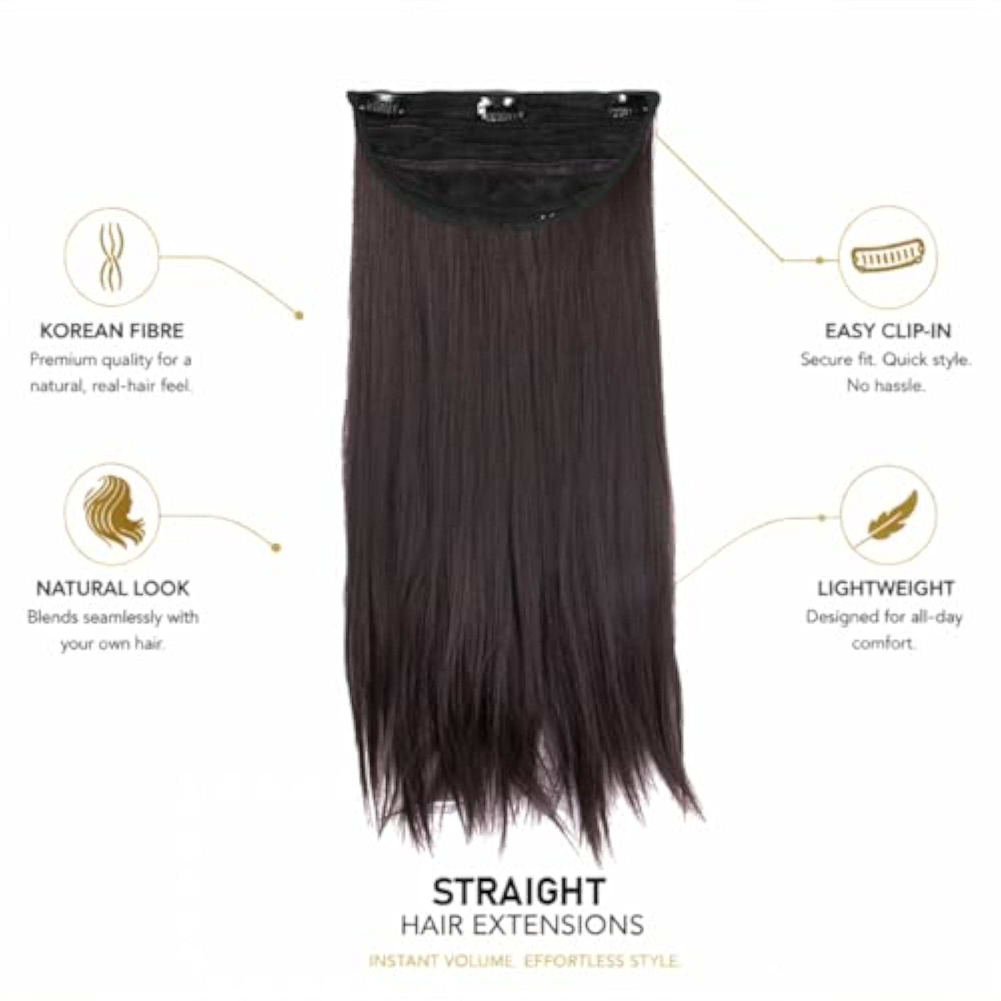 18-Inch Straight Clip-In Synthetic Hair Extensions